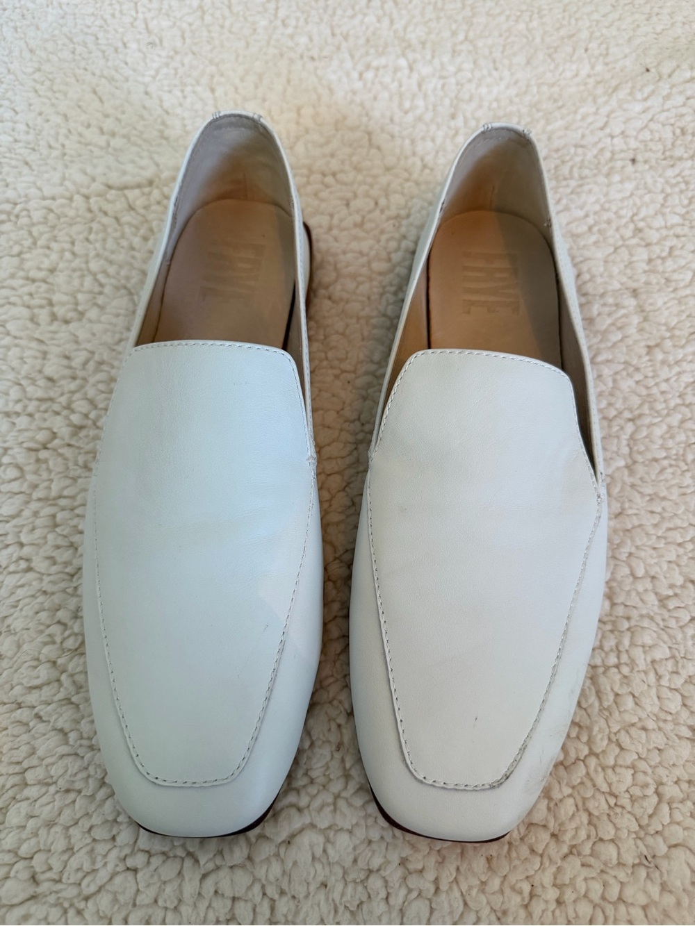 Frye Women's White Leather Slip-On Loafers